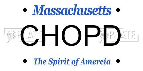 CHOPD Massachusetts License Plate