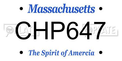 CHP647 Massachusetts License Plate