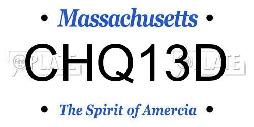 CHQ13D Massachusetts License Plate