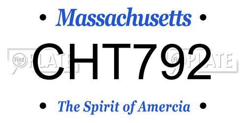 CHT792 Massachusetts License Plate