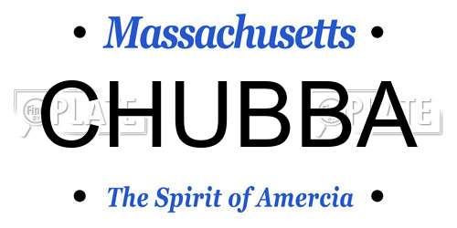 CHUBBA Massachusetts License Plate