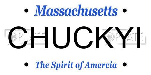 CHUCKYI Massachusetts License Plate