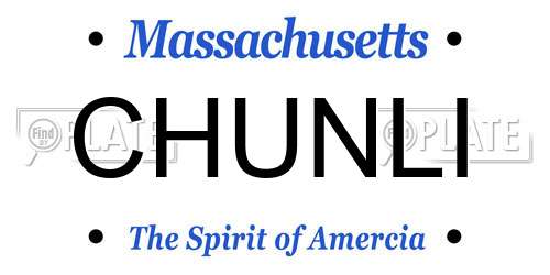 CHUNLI Massachusetts License Plate