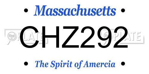 CHZ292 Massachusetts License Plate