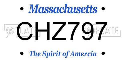 CHZ797 Massachusetts License Plate