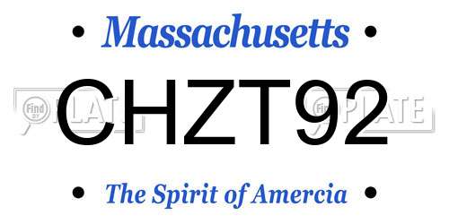 CHZT92 Massachusetts License Plate