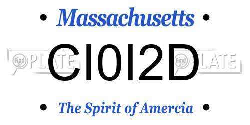 CI0I2D Massachusetts License Plate