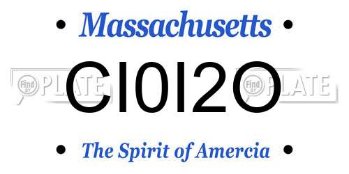 CI0I2O Massachusetts License Plate