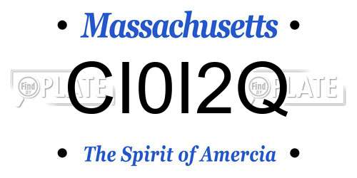 CI0I2Q Massachusetts License Plate