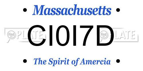 CI0I7D Massachusetts License Plate