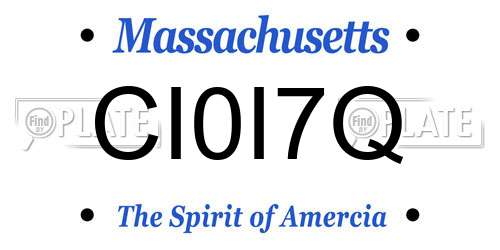 CI0I7Q Massachusetts License Plate