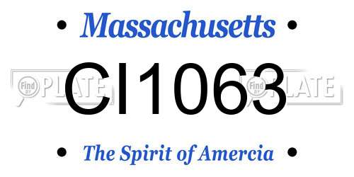 CI1063 Massachusetts License Plate