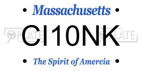 CI10NK Massachusetts License Plate