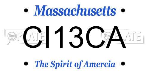 CI13CA Massachusetts License Plate