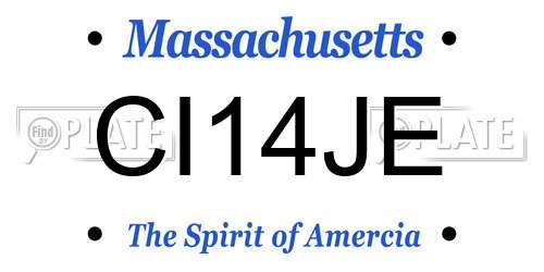 CI14JE Massachusetts License Plate