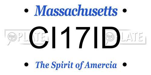 CI17ID Massachusetts License Plate