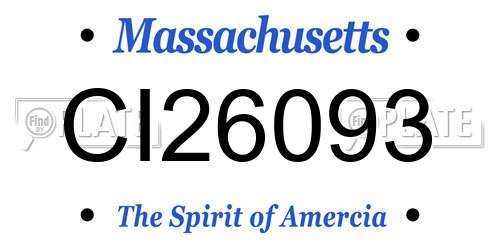 CI26093 Massachusetts License Plate