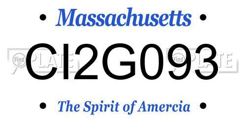CI2G093 Massachusetts License Plate
