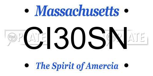 CI30SN Massachusetts License Plate