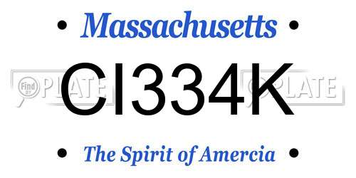 CI334K Massachusetts License Plate