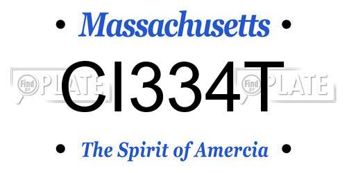 CI334T Massachusetts License Plate