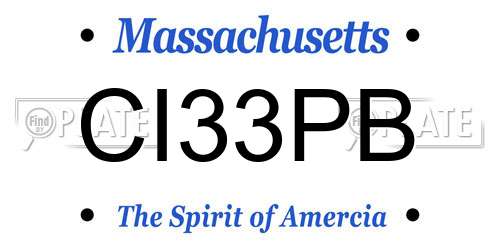 CI33PB Massachusetts License Plate