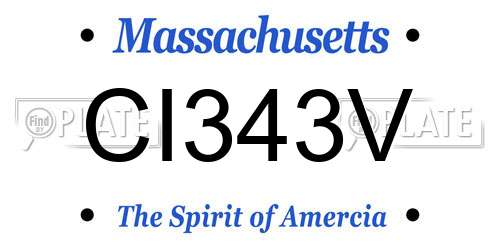 CI343V Massachusetts License Plate