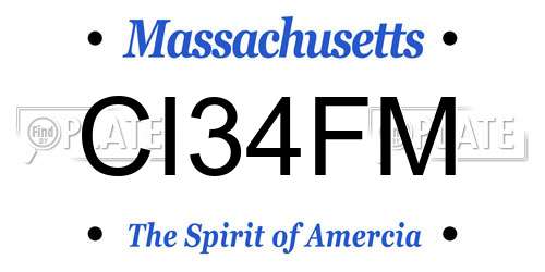 CI34FM Massachusetts License Plate
