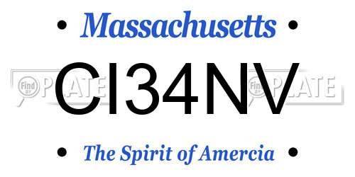 CI34NV Massachusetts License Plate