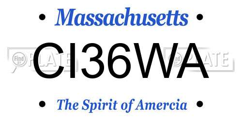 CI36WA Massachusetts License Plate