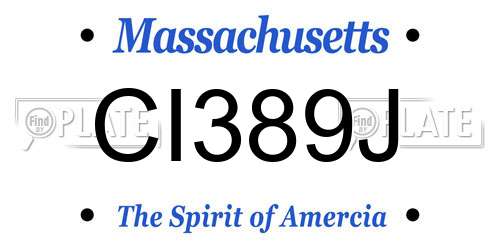 CI389J Massachusetts License Plate