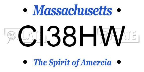 CI38HW Massachusetts License Plate