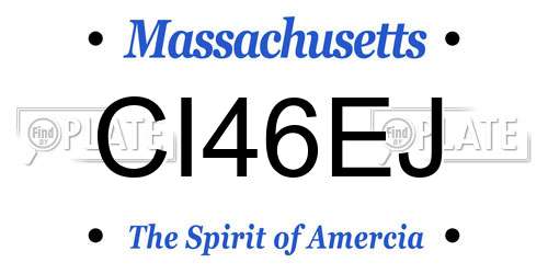 CI46EJ Massachusetts License Plate