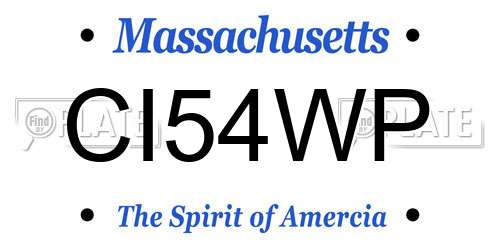 CI54WP Massachusetts License Plate