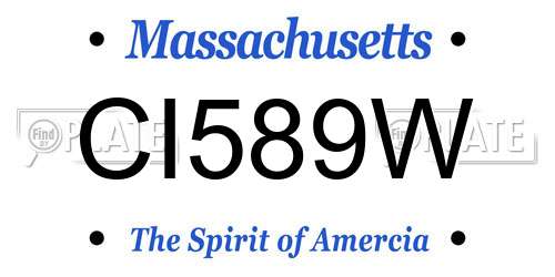CI589W Massachusetts License Plate