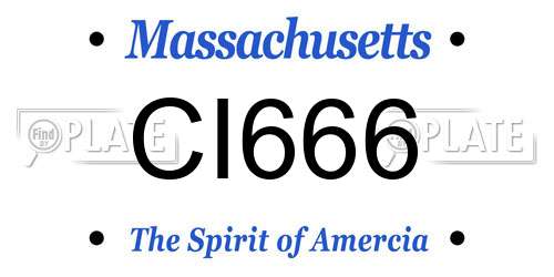 CI666 Massachusetts License Plate