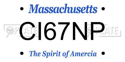 CI67NP Massachusetts License Plate