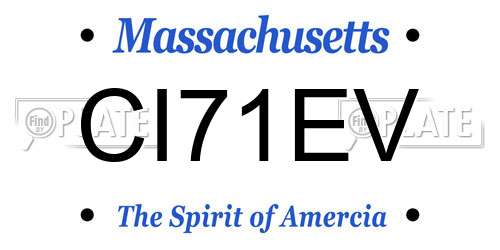 CI71EV Massachusetts License Plate