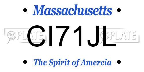 CI71JL Massachusetts License Plate