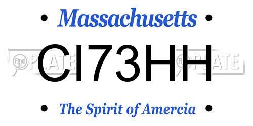 CI73HH Massachusetts License Plate