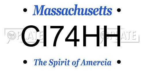 CI74HH Massachusetts License Plate