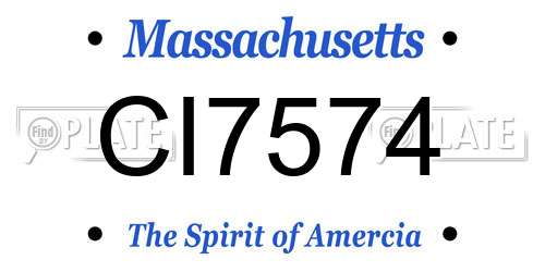 CI7574 Massachusetts License Plate