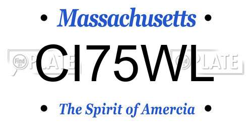 CI75WL Massachusetts License Plate