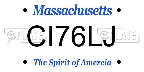 CI76LJ Massachusetts License Plate