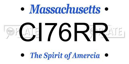 CI76RR Massachusetts License Plate