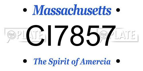 CI7857 Massachusetts License Plate