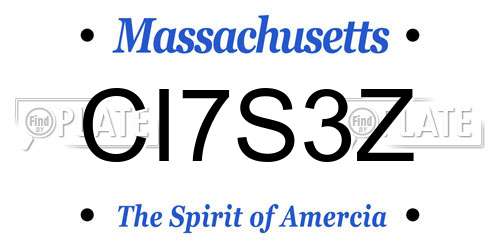 CI7S3Z Massachusetts License Plate