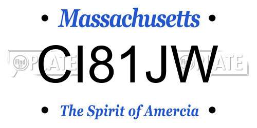 CI81JW Massachusetts License Plate