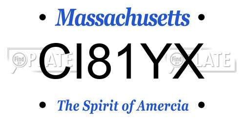 CI81YX Massachusetts License Plate