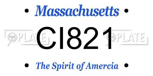 CI821 Massachusetts License Plate